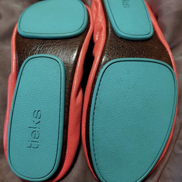 NWOB TIEKS by Gavrieli Poppy Orange Coral Leather Ballet Flats - Picture 5 of 5